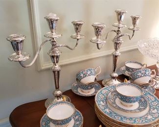 Pair of Gorham sterling silver three light candelabras