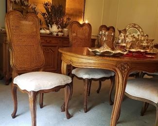 Cane back side chairs by Karges