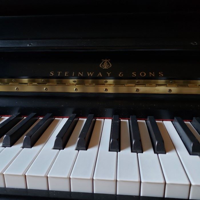 Steinway & Sons ebony upright piano, 1988