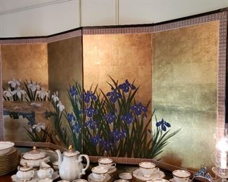 Four panel Chinese folding screen