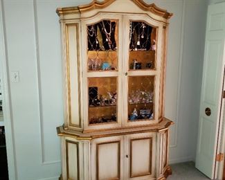 Painted lighted china cabinet