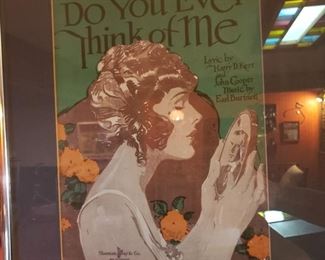 "Do You Ever Think of Me"  framed sheet music cover