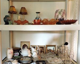 CARNIVAL GLASS, CHINA PIECES AND GLASS WARE