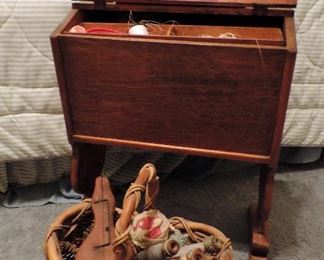 SEWING CHEST AND BOBBINS