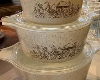 Vintage Pyrex Forest Fancies Mushroom Casserole Dishes 1981-86