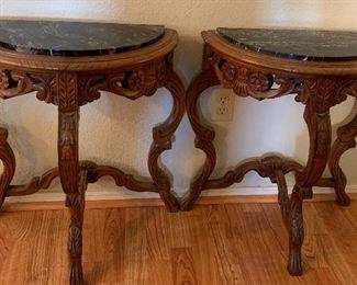 Demilune Marble Top 3-Legged Table x 2