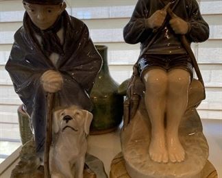 Royal Copenhagen Porcelain "Shepard Boy & Dog #782 Royal Copenhagen Porcelain "Boy Whittling Sticks" #905