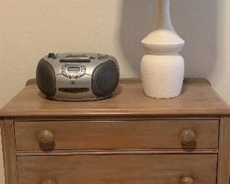 Chest of Drawers, Vintage Table Lamp, GE CD/Radio