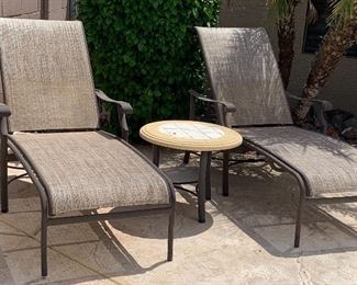 Patio Chaise (Pair) , Side Table 