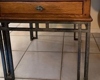 Oak and Iron End Table 