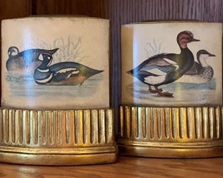 Vintage Pair of Borghese Italian Chalkware Duck Bookends