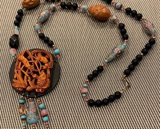 Beaded Necklace w Koi Pendant