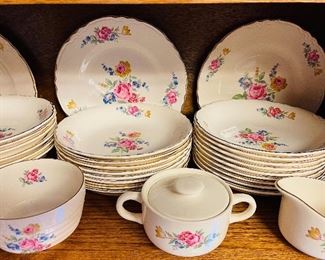 Large Set of Mose Rose Dishes 