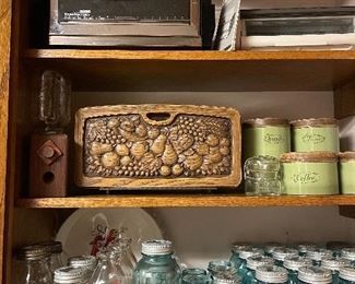 Large Collection Of Blue Vintage Ball Jars and Other Vintage Jars