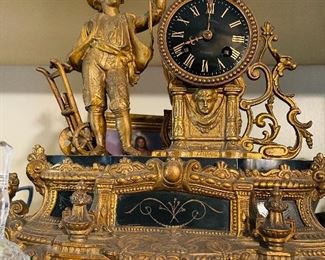 Stunning Solid Brass & Marble Victorian Mantle Clock