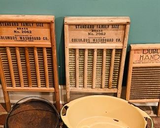 Trio of Vintage Brass Washboards