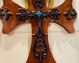 Huge Wooden Fleur de Lis Cross