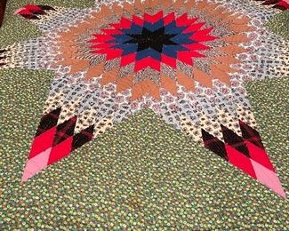 Vintage Handmade Lone Star Quilt

