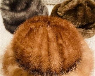 Vintage Glenover Mink Hat 
(2) Vintage Faux Fur Hats