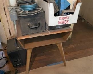 . . . a cute mid-century end table and some cool vintage photography items.