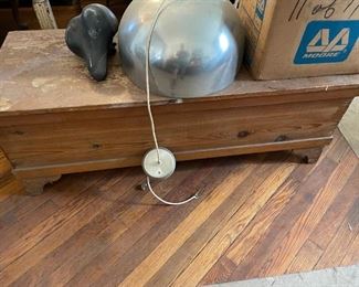 . . . a cedar chest and retro hanging light fixture -- love it!