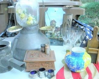 Several showcase/tables of Sterling, Silver & Silver Plate....all antique items available