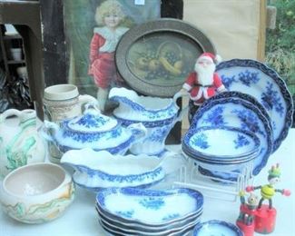 Antique English Flow Blue Porcelain China...Multiple patterns available