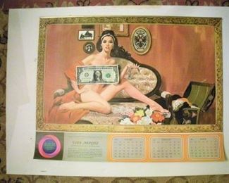 3 very large 1968, 1969 & 1970 pin up nudity calendars.....all in excellent condition