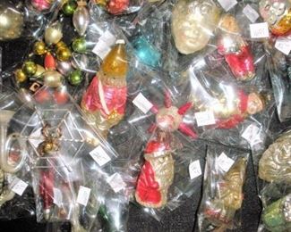 An over whelming amount of antique German figural Christmas ornaments....visit the Christmas & holiday tent