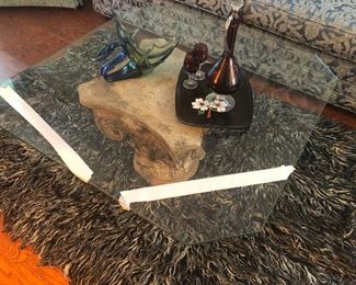 is that, I think, that's a glass top coffee table, not sure about the white stripes