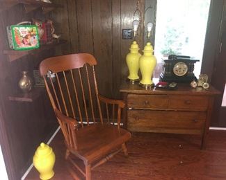 rocker is waiting for mee maw. Yellow lamps are more hip than they think