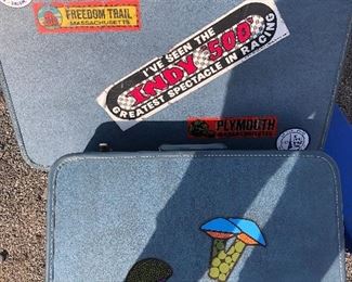 Call vintage luggage with 70s stickers