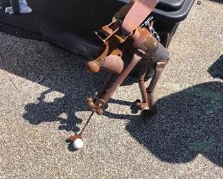 Metal art yard ornament of dog