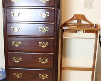 Ethan Allen cherry jewelry chest and wooden valet