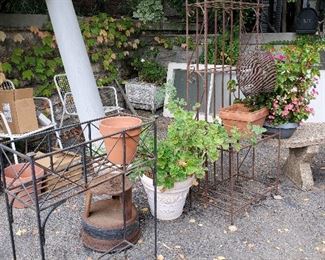 Plants, planters, wrought iron plant stands