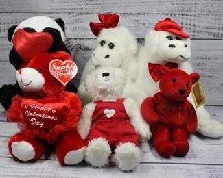 Assorted Lot of Valentines Day Plushes Stuffed Animals