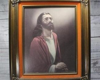 Framed Jesus Christ Portrait Print by H.R. Dombek