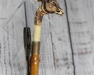 Vintage Antelope Head Bamboo Resin Shoe Horn