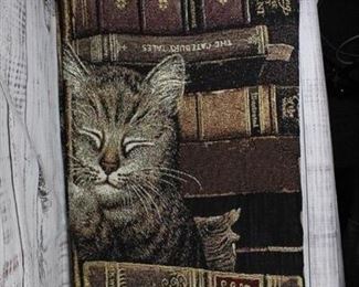 Cat Sleeping Amongst Books Fringed Throw Blanket