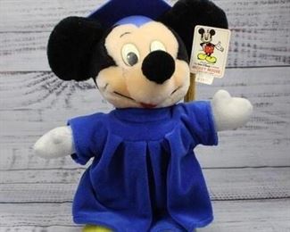 Vintage Mickey Mouse Graduation Plush Cap Gown Stuffed Animal
