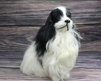 Vintage Dog Figurine Made of Goat Fur