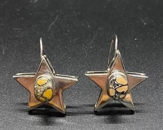 Sterling Silver Agate Star Dangle Earrings