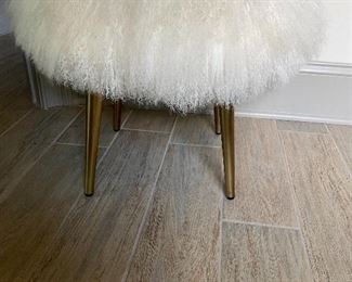 West Elm Mongolian Lamb Stool  17.75"diam. x 17.25"h.
Mongolian lamb fur upholstery.