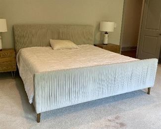  West Elm Roar + Rabbit Pleated King  Bed with  Mattress  