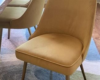 West Elm Mid-Century Upholstered Dining Chair - Metal Legs   Set of 8   Wasabi Color  (more chartreuse than photo shows 