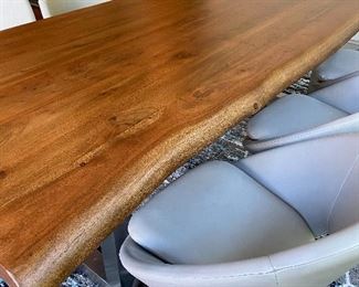 West Elm  Orb Leather Dining Chair & Live edge Table 