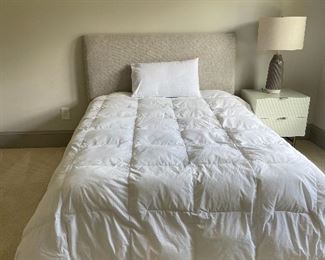 West Elm Andes Deco Upholstered Full Size Bed  & Pottery Barn Comforter 