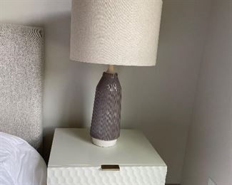West Elm Audrey White Night Stand & West Elm Gray Lamp 