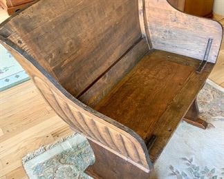 Antique Handmade Solid Wood Sleigh Seat Carriage Bench $285
39.5 w x 24”d x 40; inside seat 16”d; 20” seat to floor 