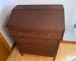Antique Dresser on wheels w/ 4 drawers 
& Stationary Desktop w/ 4 drawers & 4 Cubbies $185
38.25w x 22.75d x 47h